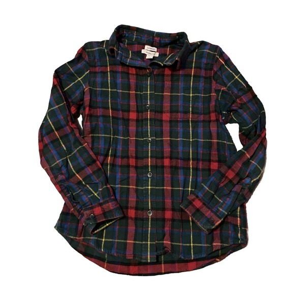 L.L. Bean Scotch Plaid Flannel Relaxed Fit Women’s Small Cotton Button Down - Picture 1 of 7